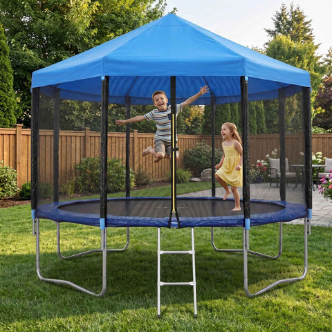 Everfit 12FT Kids Trampoline with Blue Tent Cover Ladder Rebounder Outdoor Toys In Australia - Darrahopens