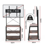 Artiss Mobile TV Stand 32-65 Inch TVs Mount 50kg with 3 MDF Shelves Lockable Wheels Adjustable Feet