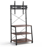 Artiss Mobile TV Stand 32-65 Inch TVs Mount 50kg with 3 MDF Shelves Lockable Wheels Adjustable Feet