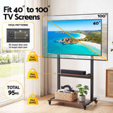 Artiss Mobile TV Stand for 40-100 Inch TVs Cart with Wheels Adjustable Shelves In Australia - Darrahopens