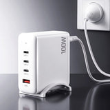 Devanti USB C Charger 100W Fast Charger 4 Port GaN Desktop Station White