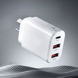 Devanti USB C Charger 30W Fast Charger 3 Port PD Charging Block White