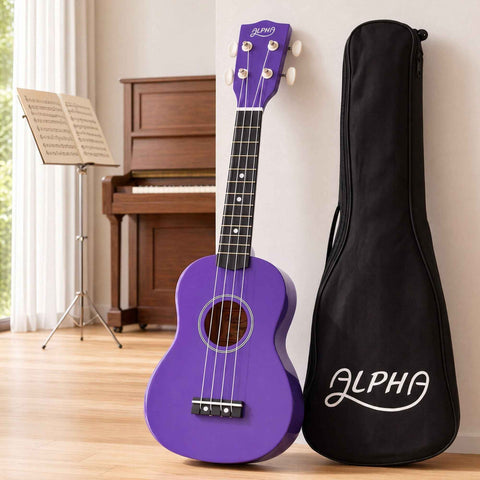 Alpha 21 Inch Ukulele Soprano Beginner Acoustic Small Guitar Kids Strings Purple In Australia - Darrahopens