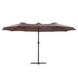 Instahut Outdoor Umbrella 4.57m Solar 48 LED Double-Sided Patio Parasol Brown