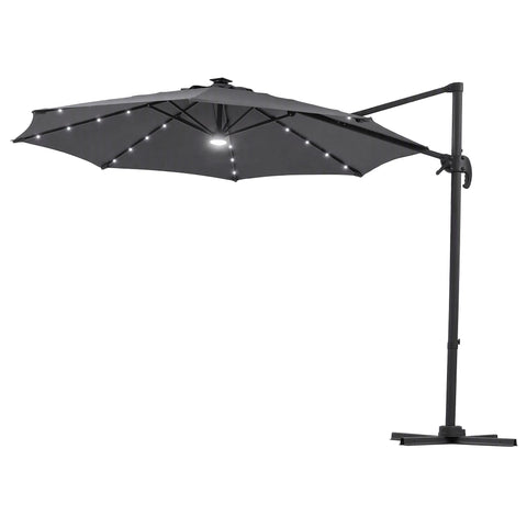 Instahut Outdoor Umbrella 3m Solar LED Offset Cantilever Patio Parasol Charcoal