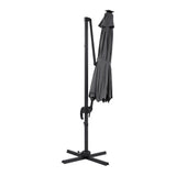 Instahut Outdoor Umbrella 3m Solar LED Offset Cantilever Patio Parasol Charcoal