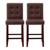 Artiss 2x Bar Stools Kitchen Dining Chairs Counter PU Leather Wooden Ada Brown