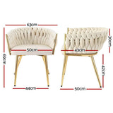 1 Artiss Dining Chair Velvet Armchair Beige