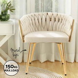 1 Artiss Dining Chair Velvet Armchair Beige