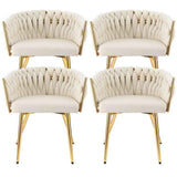 1 Set of 4 Artiss Dining Chairs Velvet Armchair Beige