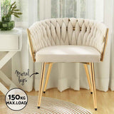 1 Set of 4 Artiss Dining Chairs Velvet Armchair Beige