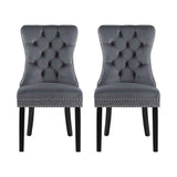 1 Set of 2 Artiss Dining Chairs Grey Velvet