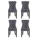 1 Set of 4 Artiss Dining Chairs Grey Velvet