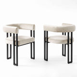 Artiss Dining Chairs Set of 2 Velvet Upholstered Barrel Chairs with Curved Armrests & Back Beige In Australia - Darrahopens