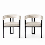 Artiss Dining Chairs Set of 2 Velvet Upholstered Barrel Chairs with Curved Armrests & Back Beige In Australia - Darrahopens