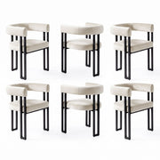 Artiss Dining Chairs Set of 6 Velvet Upholstered Barrel Chairs with Curved Armrests & Back Beige
