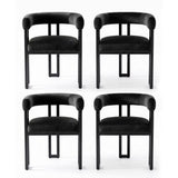 Artiss Dining Chairs Set of 4 Velvet Upholstered Barrel Chairs with Curved Armrests & Back Black