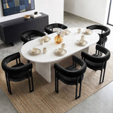 Artiss Dining Chairs Set of 6 Velvet Upholstered Barrel Chairs with Curved Armrests & Back Black