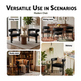 Artiss Dining Chairs Set of 6 Velvet Upholstered Barrel Chairs with Curved Armrests & Back Black