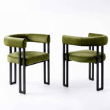 Artiss Dining Chairs Set of 2 Velvet Upholstered Barrel Chairs with Curved Armrests & Back Green In Australia - Darrahopens