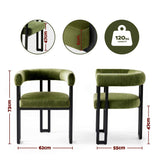 Artiss Dining Chairs Set of 2 Velvet Upholstered Barrel Chairs with Curved Armrests & Back Green In Australia - Darrahopens
