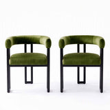 Artiss Dining Chairs Set of 2 Velvet Upholstered Barrel Chairs with Curved Armrests & Back Green In Australia - Darrahopens