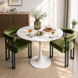 Artiss Dining Chairs Set of 2 Velvet Upholstered Barrel Chairs with Curved Armrests & Back Green In Australia - Darrahopens