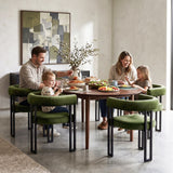 Artiss Dining Chairs Set of 4 Velvet Upholstered Barrel Chairs with Curved Armrests & Back Green