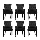 6x Artiss Dining Chairs Velvet French Provincial Armchair Black