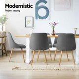 Artiss Dining Chairs Set of 4 Fabric Wooden Grey