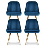 Artiss Dining Chairs Set of 4 Velvet Channel Tufted Blue