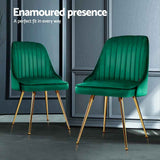 Artiss Dining Chairs Set of 4 Velvet Channel Tufted Green