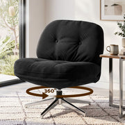 Artiss Swivel Chair Nursing Armchair Lounge Corduroy Steel Star Base Black