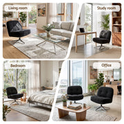 Artiss Swivel Chair Nursing Armchair Lounge Corduroy Steel Star Base Black