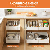 Artiss 2 Pack Pull Out Drawers for Cabinets Expandable Cabinet Organizer White