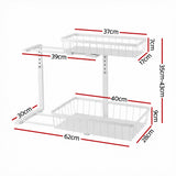 Artiss Under Sink Organizer Storage with 2 Slide Out Drawers 5 Adjustable Height Bathroom Kitchen Cabinet