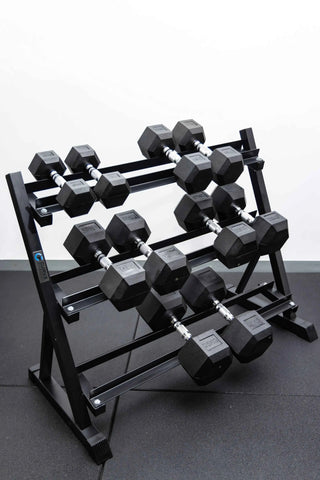 5 Pairs Hex Dumbbells PLUS Dumbbell Rack (150 kg | 5kg-25kg | 1.1m 3-tier Rack)