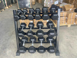 7 Pairs Hex Dumbbells PLUS Dumbbell Rack (280 kg | 5kg-35kg | 1.1m 3-tier Rack)