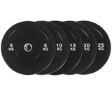 Black Olympic Bumper Plates - 100kg kit PLUS Olympic Barbell (2.2m | 20kg)