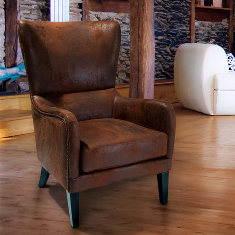 Salerno Brown Microfibre High Back Armchair