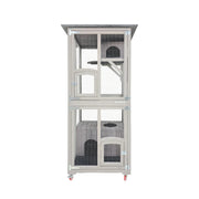 Samland Outdoor Wooden Cat Enclosure Catio with Wheels, Double Cat Houses & Roof In Australia - Darrahopens