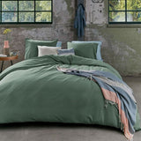 Organic Cotton Basic Green Quilt Cover Sets by Bedding House Queen