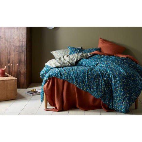 Lisa Washed Cotton Printed 3 Piece Teal Comforter Set by Accessorize Queen