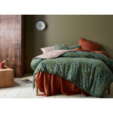 Lisa Washed Cotton Printed 3 Piece Green Comforter Set by Accessorize Queen