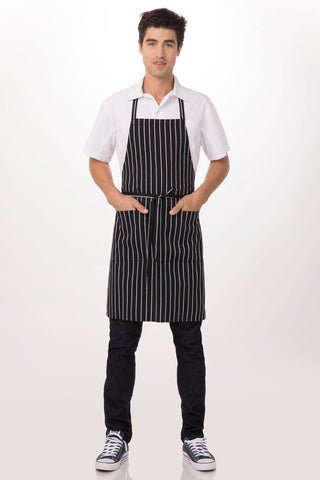 Chalk Stripe Black Bib Apron by Chef Works