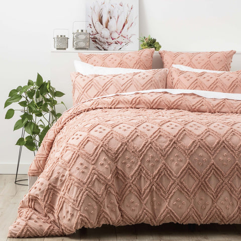 Medallion Cotton Vintage Washed Tufted Blush Quilt Cover Set by Park Avenue