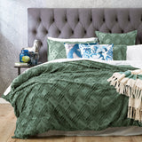 Medallion Sage Cotton Vintage Washed Tufted Queen Quilt Cover set by Park Avenue