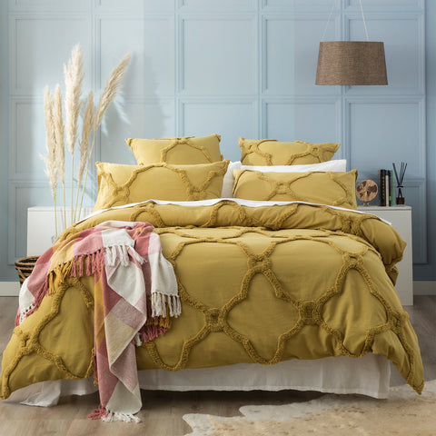 Moroccan 100% Cotton Chenille Vintage Washed Tufted Willow Quilt Cover Set by Renee Taylor