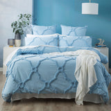 Moroccan 100% Cotton Chenille Vintage Washed Tufted Sky Quilt Cover Set by Renee Taylor