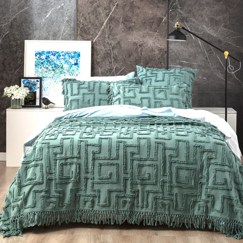 Riley 100% Cotton Vintage Washed Tufted Mineral Bed Cover Set by Renee Taylor